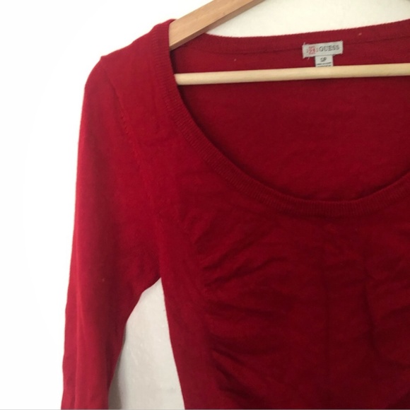 Guess Rouched Long Sleeve Dress in Red Size Small - Picture 5 of 7
